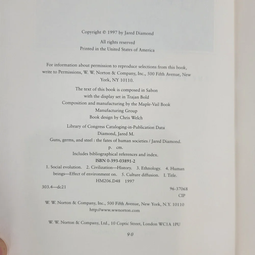 Guns Germs and Steel Jared Diamond 1997 Hardcover‎ Pulitzer Prize History Book